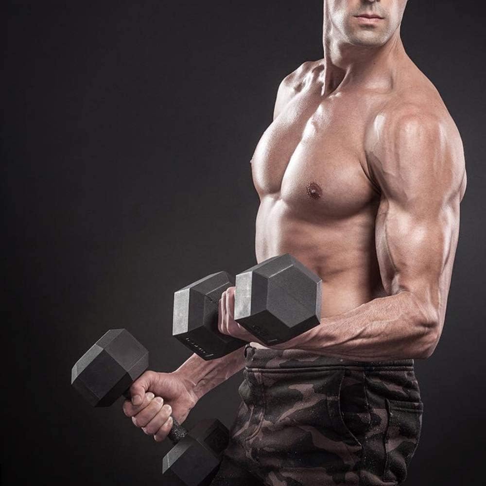 WF Athletic Supply Rubber Coated Dumbbells - Solid Steel Hex Weights for Muscle Toning | Home Gym Pair