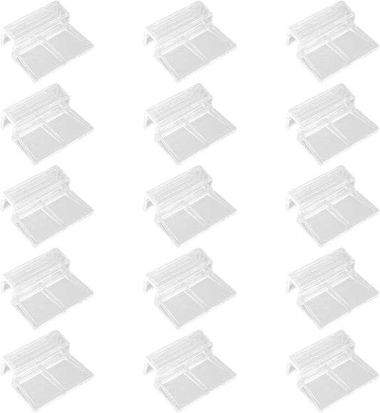 15 Pcs Rimless Aquarium Lid Clips for 9-10mm Glass, Clear Acrylic Aquarium Cover Support Clamps for Fish Tank Lid Holder, Plastic Tank Top Clips for Glass Canopy or Piscine Hoods and Covers