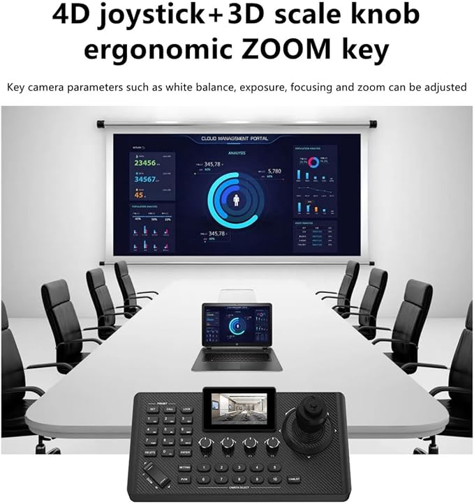 NDI PTZ Controller Camera Joystick Controller, PoE Network 4D HDMI PTZ Keyboard
