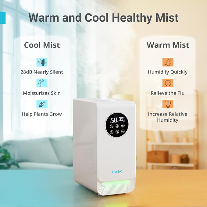 6L Smart Humidifier for Large Room, Warm & Cool Mist with Top Fill Design, Alexa & App Control, Essential Oil Compatible, Ideal for Bedroom and Plants