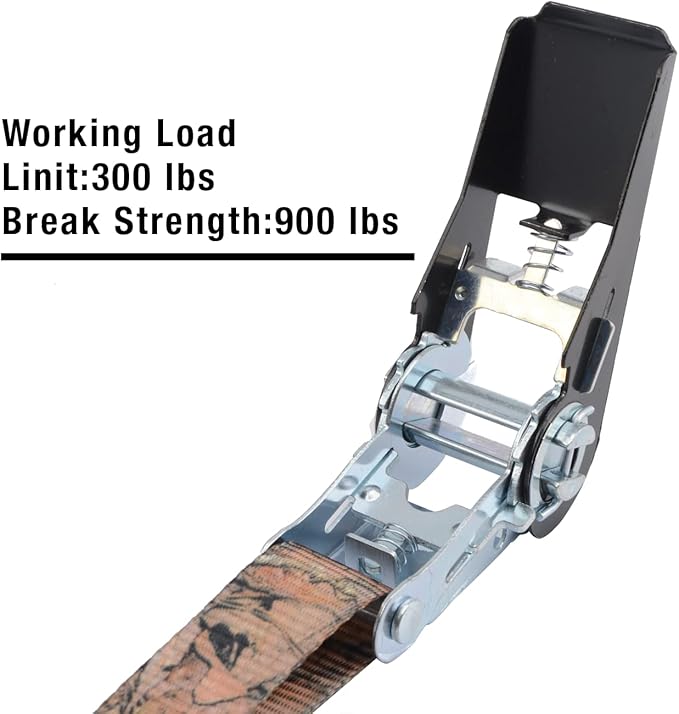 XSTRAP STANDARD Ratchet Straps, 900 LB Break Strength, 8-Pack 10FT Ratchet Tie Down Straps Set for Motorcycle Straps Tie Downs, Appliances, Lawn Equipment, Logistic Cargo Straps for Trucks(Camouflage)