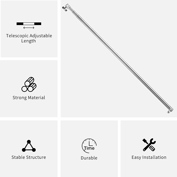 Pro Stainless Steel Telescopic Backdrop Crossbar Max Length 10 ft/3m Adjustable