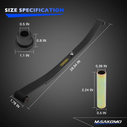 Heavy Duty Front 2 Leaf Springs Kits, Compatible with 1981+ Club Car DS and 2004+ Precedent Model Gas Electric Golf Carts, Replace 103628801 1012030 1015108 Front 2-Leaf Springs with Bushings Sleeves