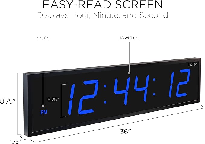 Ivation Oversized Large Digital Wall Clock