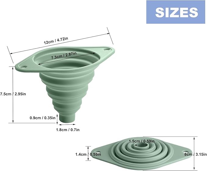 Kitchen Funnel Set 3 Pack, Collapsible Silicone Funnel for Kitchen Use Filling Bottles Liquid Food Transfer