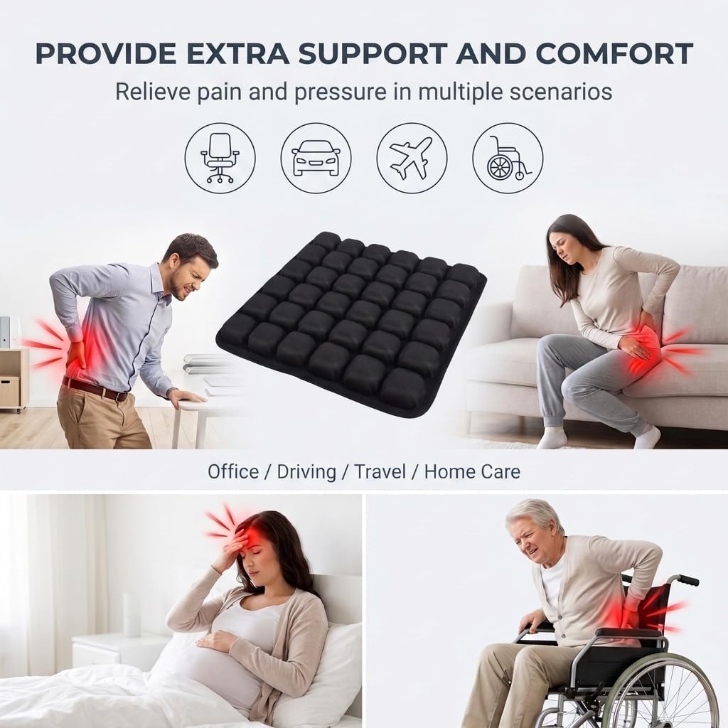 Travel Cushion Airplane Seat,Airplane Seat Cushion for Long Flights,Press Type Air Inflatable Seat Cushion with 36 Airbags for Car,Plane,Wheelchair,Office,Stadium,Ergonomic Comfort Support