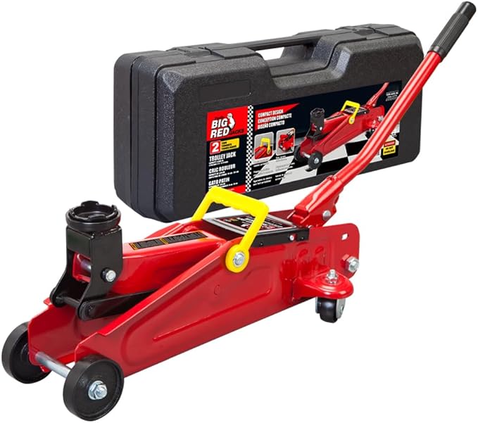 Big RED Torin Hydraulic Trolley Service/Floor Jack with Blow Mold Carrying Storage Case, 1.5 Ton (3,000 lb) Capacity, Red,TAM820014S-1
