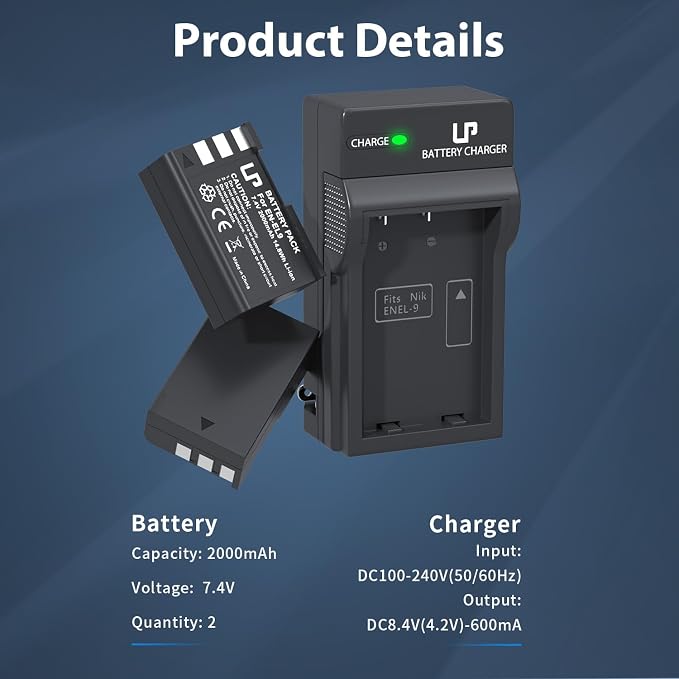 LP EN-EL9 EN EL9a Battery Charger Pack, D5000 Digital SLR