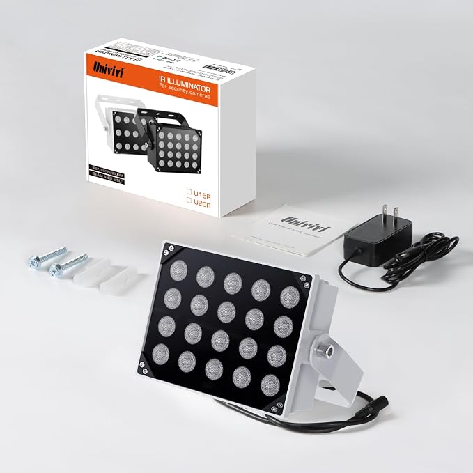 Univivi IR Illuminators 20 LEDs 850nm Long Range Illuminator 90 Degree Wide