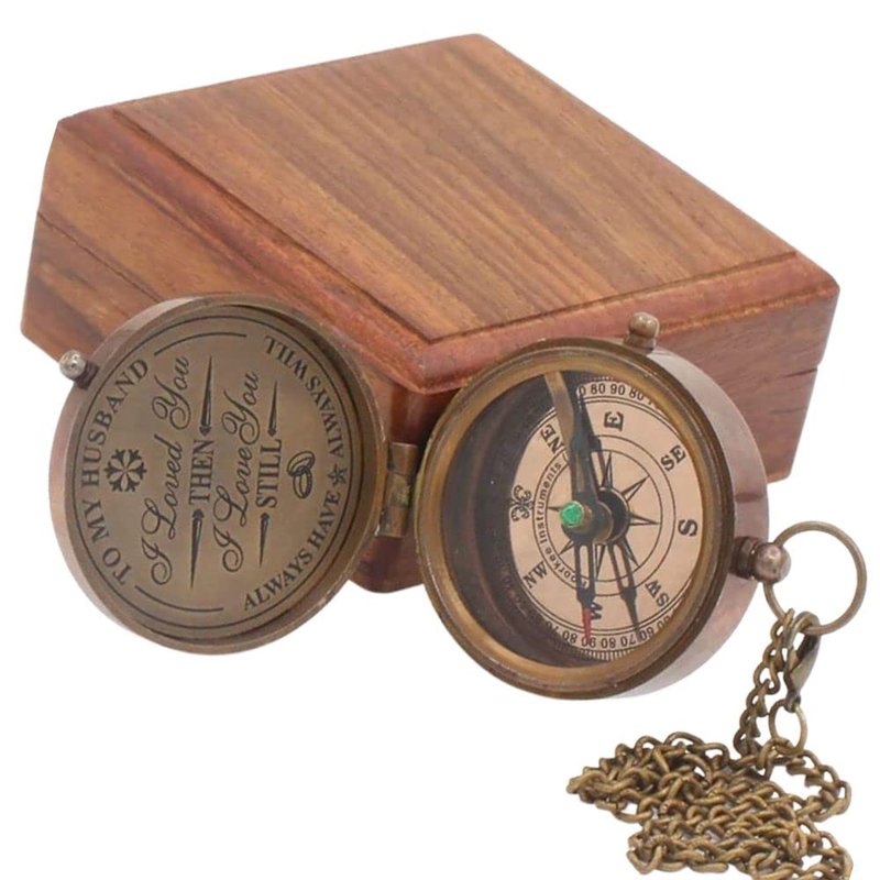 to My Husband I Love You, Brass Compass Engraved Gifts for Men, Bronze Gifts for Men, Romantic Gifts for Him/Her, Keepsake Gifts for Husband, 5th/25th 50th Wedding Gift Ideas