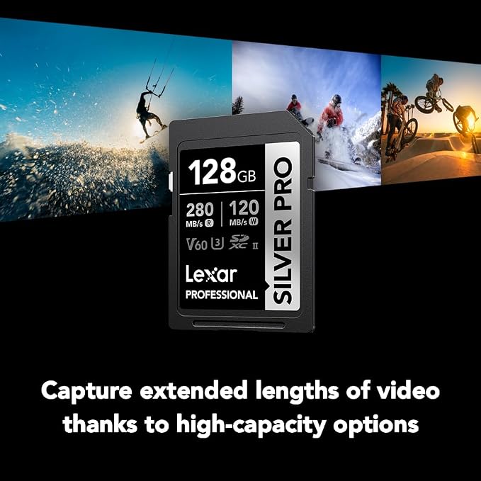 Lexar 128GB Professional SILVER PRO SD Card, Full HD,