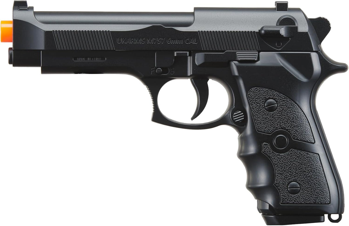 UKARMS V038 Spring Powered Airsoft Pistol - Sleek Black Design for Enhanced Gameplay