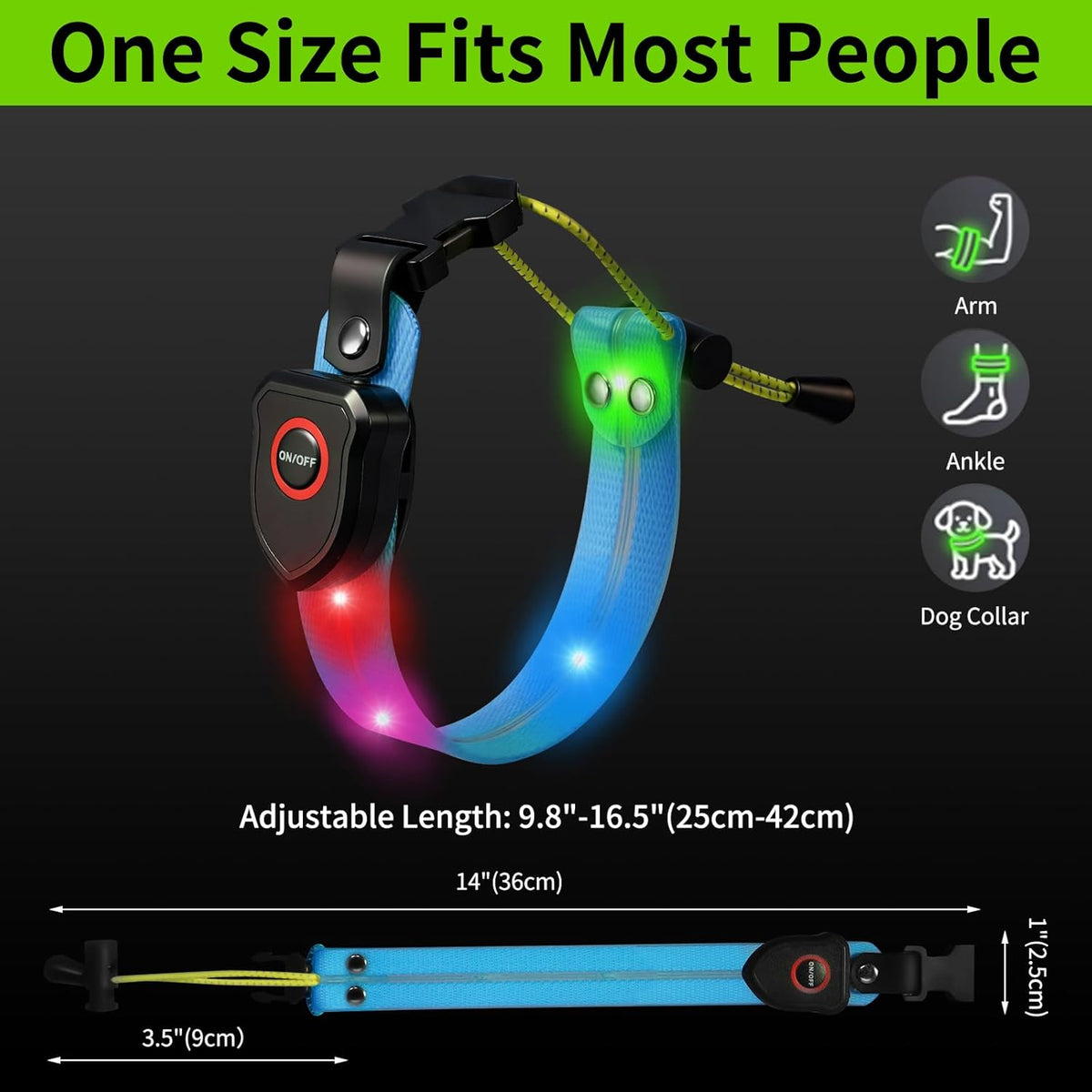 Skiennix Rechargeable LED Armband - High Visibility Reflective Running Lights for Night Jogging & Cycling