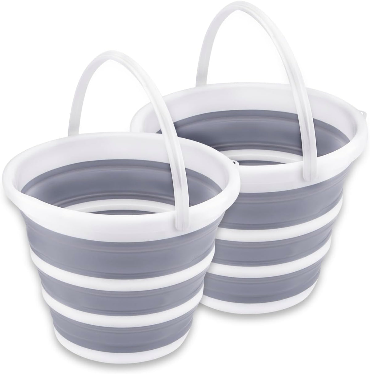 2 Pack Collapsible Buckets 10L 2.6 Gallon Cleaning Bucket Mop Bucket Folding Foldable Portable Small Plastic Water Supplies for Outdoor Garden Camping Fishing Car Wash Space Saving Grey and Blue
