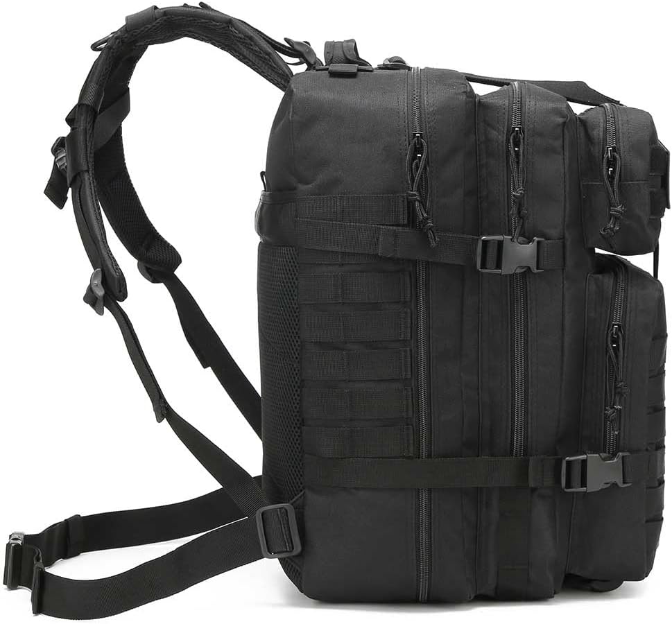 Skiennix Tactical Backpack - 45L Military Gym Bag | Large 3-Day Assault Pack for Rucking, Fishing, Camping (Black)