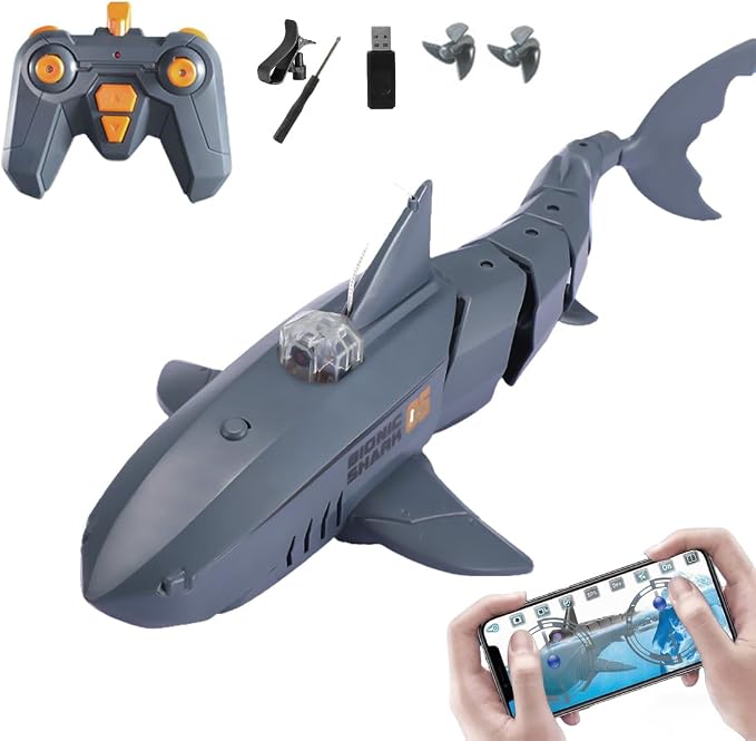 Remote Control Shark Pool with HD Underwater Camera, 2.4G Electric RC Fish Boat