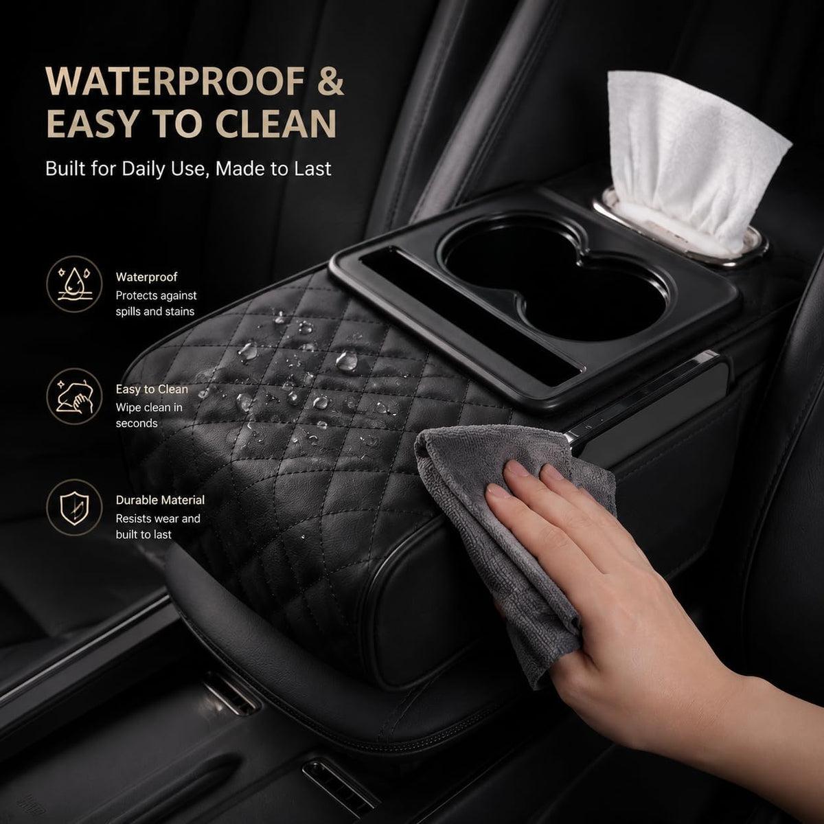 Zpana 4 in 1 Car Center Console Armrest Pillow, Memory Foam, Black