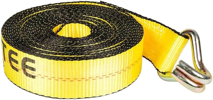 Mytee Products 20 Pack 2 Inch x 30 FT Yellow Ratchet Strap with J Hooks - 10,000 Lbs Breaking Strength - Heavy Duty Tie Down Cargo Truck Straps with Wire Hooks for Flatbed, Truck, Trailers Pickup