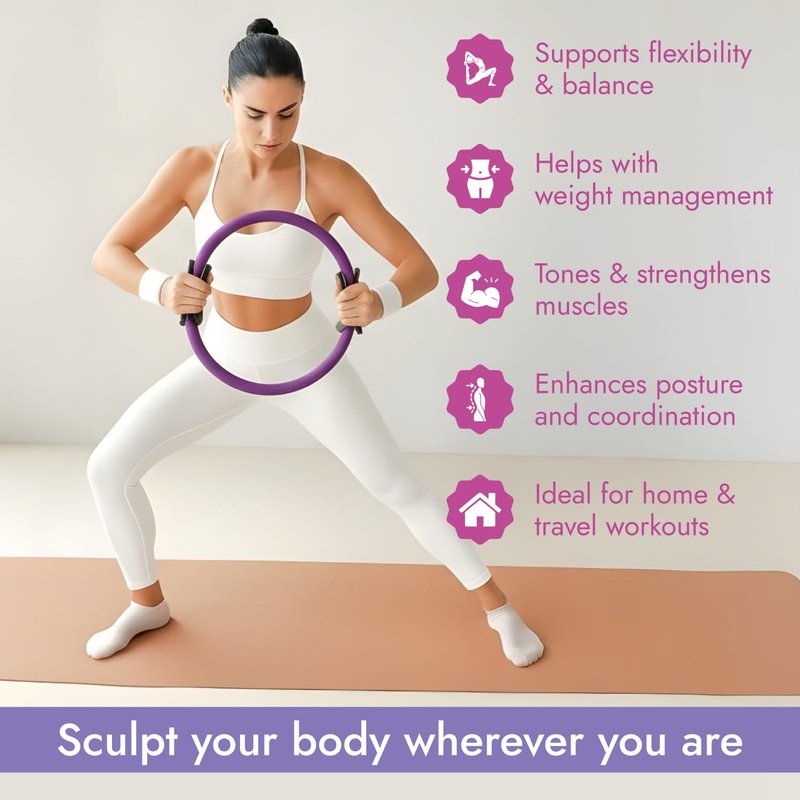 TTolbi Pilates Equipment - Pilates Ring and Ball Set, 10-in-1 Home Pilates Workout Kit for Women with Essential Accessories for At Home Workouts to Tone, Strengthen, Balance & Improve Flexibility