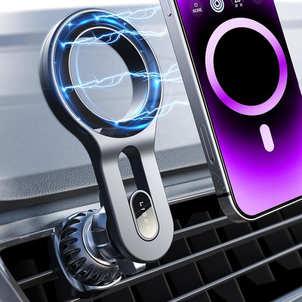 LISEN for MagSafe Car Mount, Magnetic Phone Holder for Car Vent Phone Mount, Magnetic Car Phone Mount for Car Mount for iPhone 18 Pro Max Car Mount Holder, Air Vent Car Phone Holder Mount Man Gifts