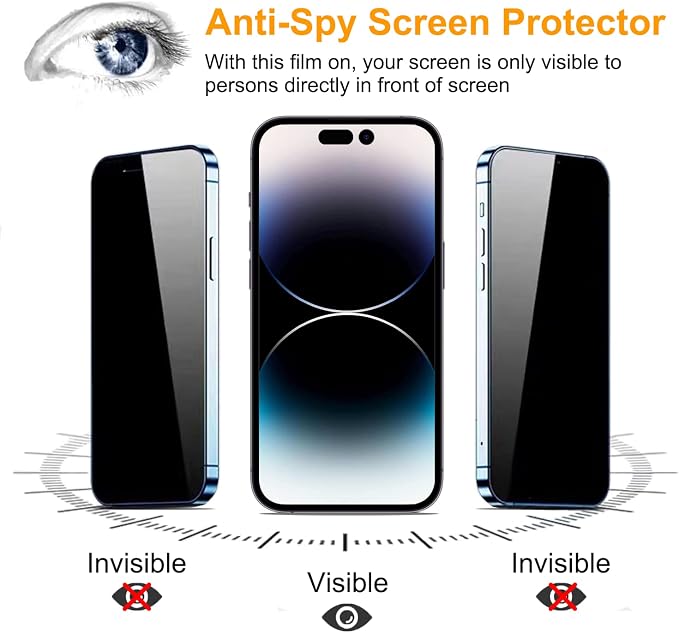 PEHAEL 2+2 Pack for iPhone 14 Pro Privacy Screen Protector