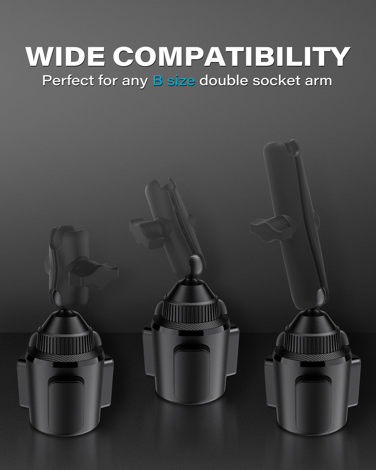 APPS2Car Cup Holder Base with 1” Ball, Expandable Car Mount for B-Size Arms