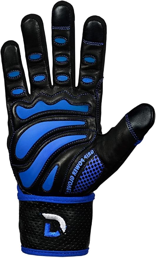 Elite Leather Gym Gloves with Built in 2" Wide Wrist Wraps Grip & Design for Weightlifting Power Lifting Bodybuilding & Strength Training Workout Exercises