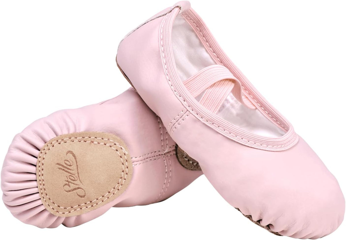 Stelle Ballet Shoes - Soft Leather Toddler & Kids Ballet Slippers | Perfect for Dance Classes