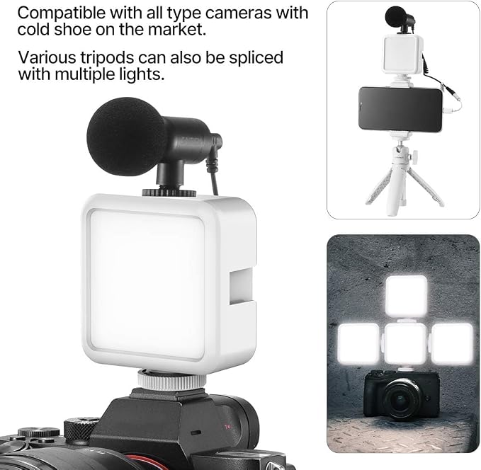 ULANZI VL49 2000mAh LED Video Light w 3 Cold Shoe, Rechargeable Soft Light Panel
