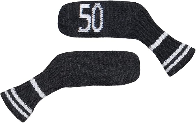 Scott Edward 1/7/10 Pcs Knitted Golf Club Head Covers for Irons Wedge Cuteness and Basically Socks Shape Washable Golf Club Head Protector on Classic Stripes Style，Double Sided Customization