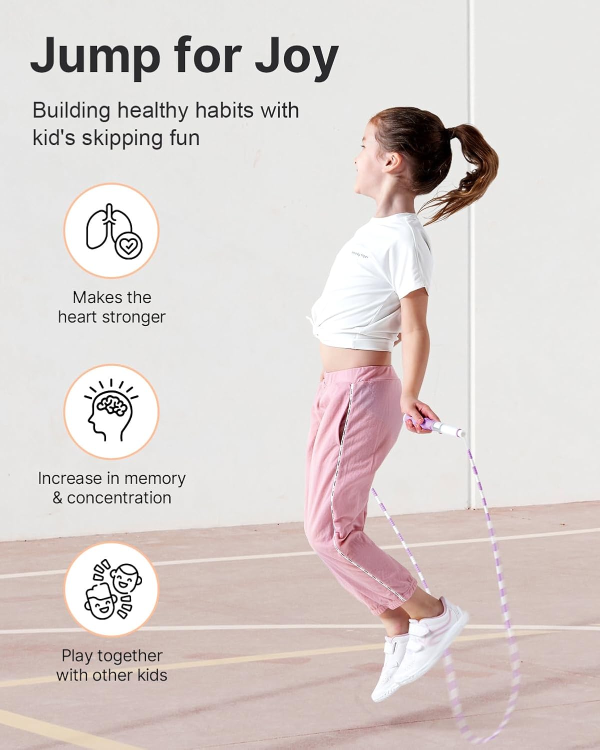 YOTTOY Jump Rope for Kids | Soft Beaded Design for Ages 8-12 | Perfect for School PE Classes