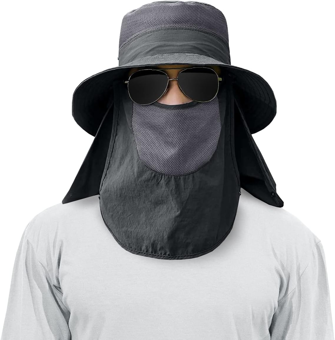 Skiennix Men's Outdoor Fishing Hat - UPF 50+ Sun Protection with Face Neck Flap | 3 Pack