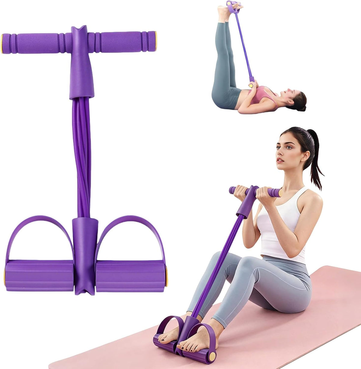 Pedal Resistance Band - 8 Tube Exercise Bands for Full Body Workout | Portable Fitness Equipment