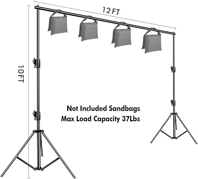 HYJ-INC 12ft x 10ft Photo Video Studio Heavy Duty Adjustable Photography Muslin