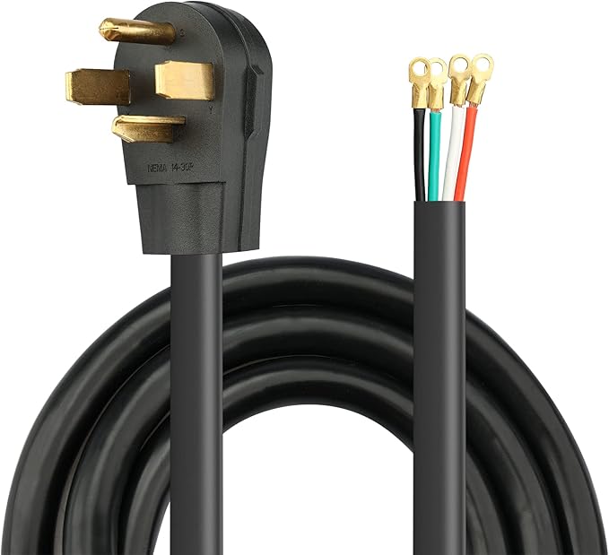 RVMATE 4 Prong SRDT Dryer Cord 10 Feet, 30 Amp Appliance Power Cord (NEMA 14-30P to 4-Wire), 4 Wires with O Ring Terminal Connectors, 100% Copper Wire Dryer Extension Cord.