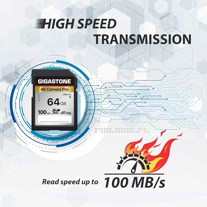 【5-Years Data Recovery】 GIGASTONE 64GB SD Card, 4K Camera Pro, UHS-I A1 V30