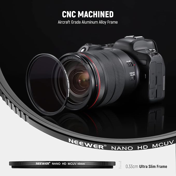 NEEWER 49mm UV Filter， Ultra Slim UV Protection 49mm Camera Lens Filter