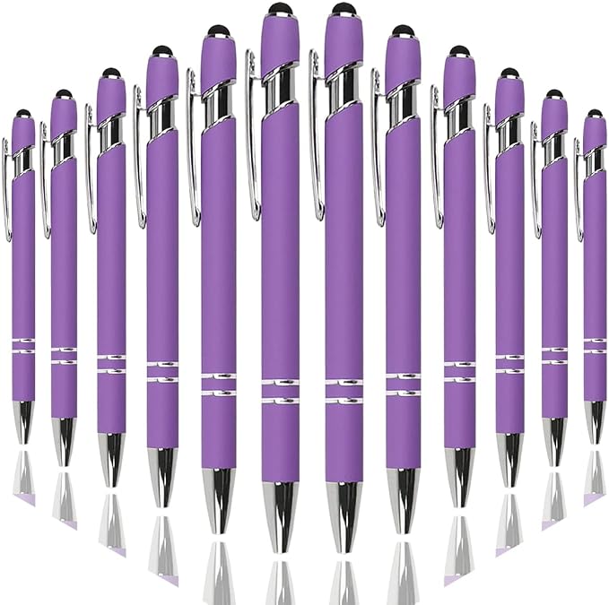 Oddmoal Ballpoint Pen with Stylus Tip, Soft Touch Click Metal Pen, 1.0mm Medium
