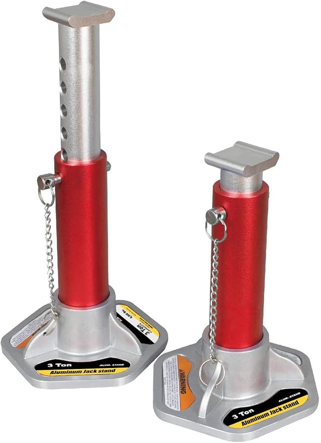 Big RED T43004-1 Torin Aluminum Jack Stands with Locking Support Pins: 3 Ton (6,000 lb.) Capacity, Red/Silver, 1 Pair