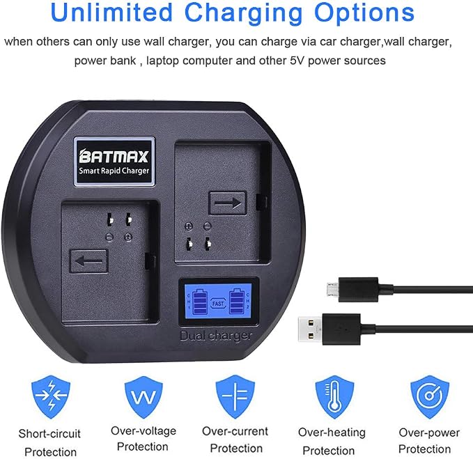 Batmax LCD Dual Battery Charger Station Replacement