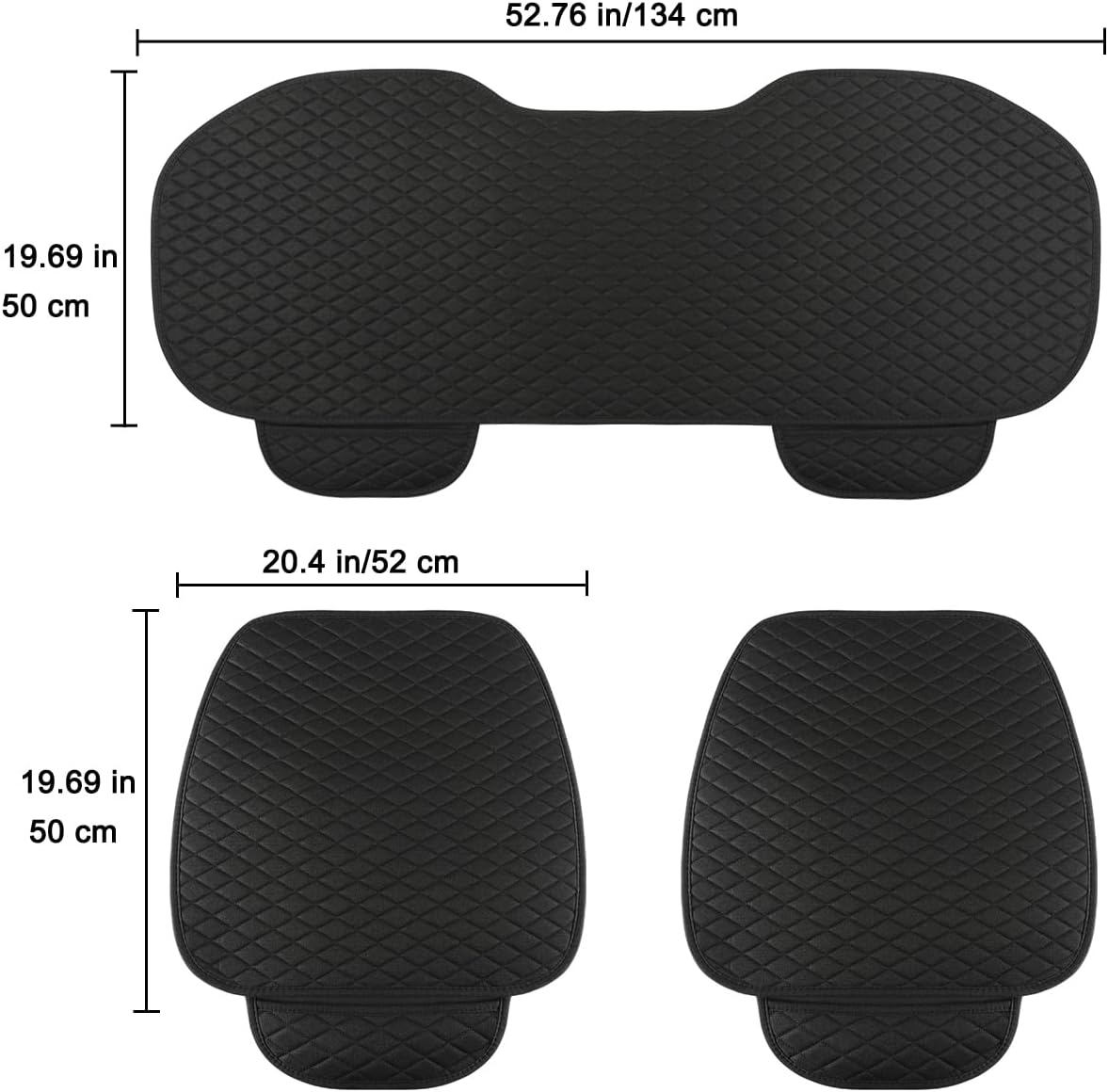 West Llama Linen Car Seat Covers,Bottom Seat Covers for Cars Include 1 Pair Front Driver Seat Pad Mat and 1 Rear Bench Cover Universal Fits 90% Vehicles,SUVs,Cars,Sedans(3Piece-Black)