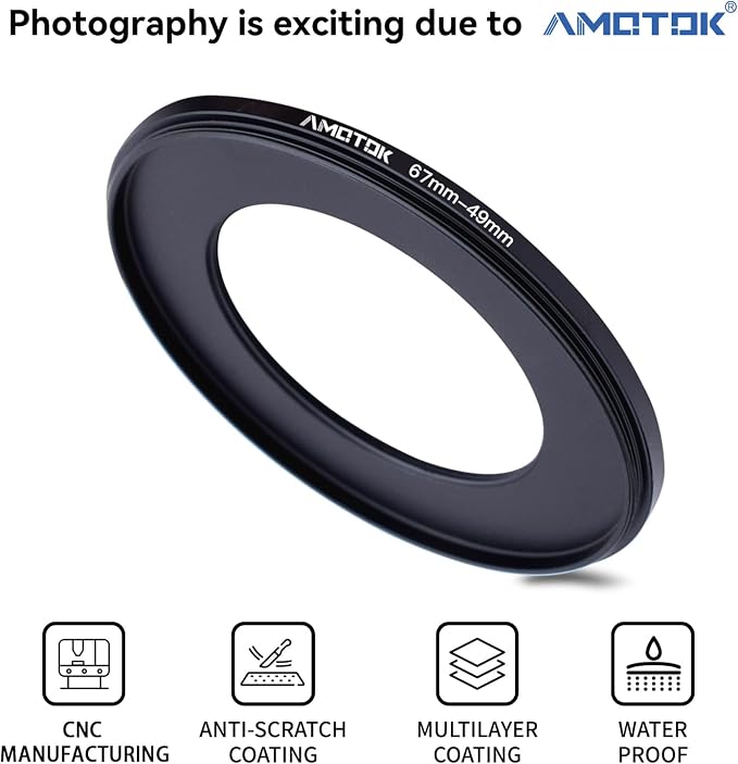 67mm Lens to 49mm Camera Lens Adapter, 67mm-49mm Filter Step-Down Ring