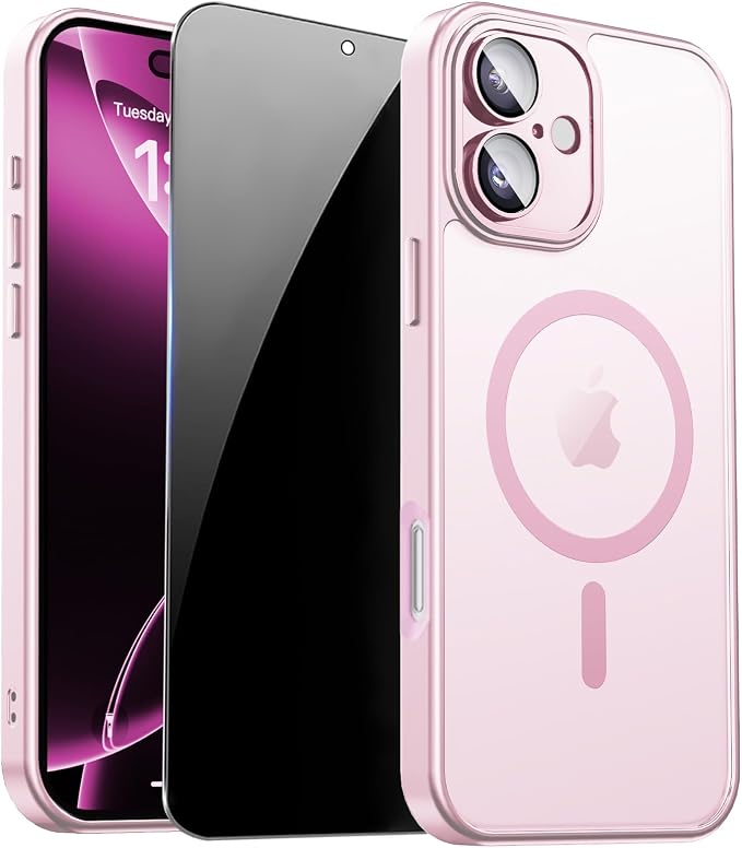 for iPhone 16 Plus Case with Privacy Screen Protector and Camera Protection