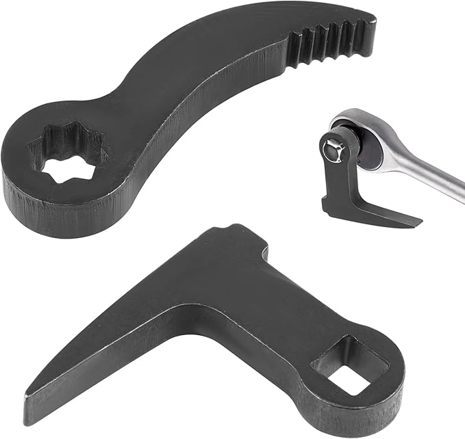 2pcs Pry Bar Wrench Adaptor Head, 1/2" Drive L-Shape Ratchet Pry Bar Adapter & Crowbar Head with Band Sawtooth Half Shaft Car Repair Tools Attachment for Tight Space
