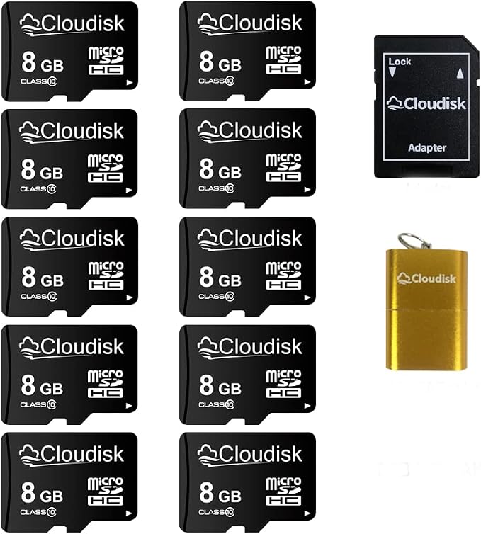 Pack of 10 Micro SD Card 8GB Flash Memory Card C10 A1 U1 Micro SDHC
