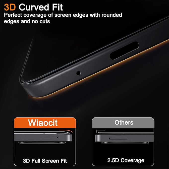Wiaocit 3 Pack Tempered Glass Screen Protector