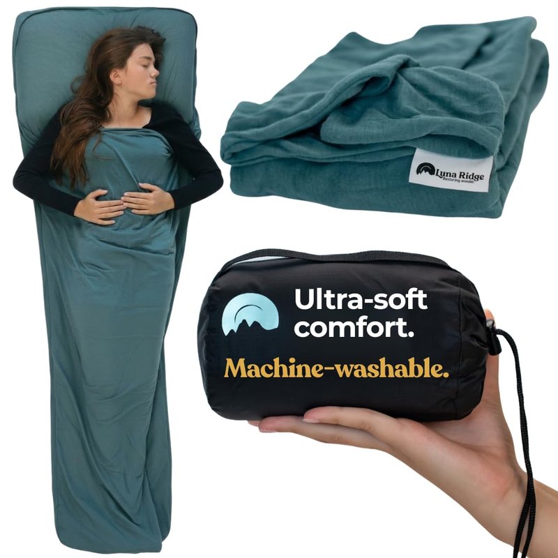 Sleeping Bag Liner for Hot or Cold Weather Camping, Ultra-Soft, Washable 86x35" , Lightweight & Anti-Static Polyester Knit, Sleep Sack Adult Travel Sheets, Summer Sleeping Bag liner Cotton Feel