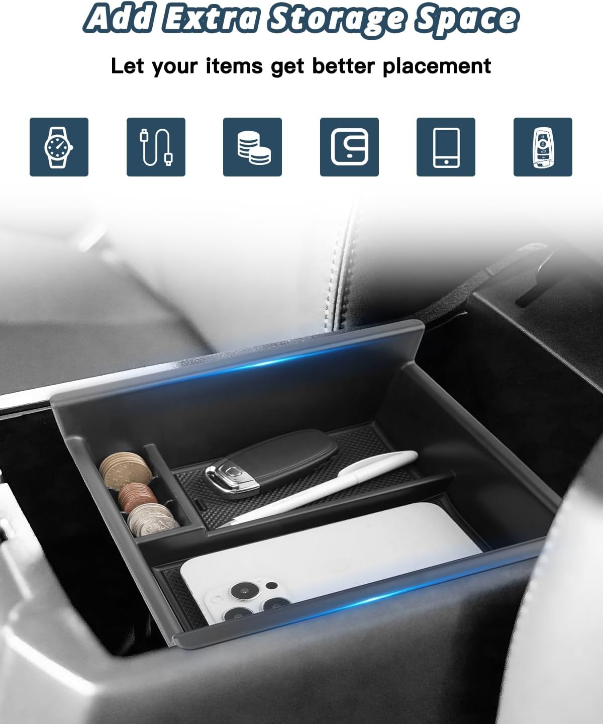 Ruiya 2014-2024 4Runner Console Organizer for Toyota 4Runner 5th Gen Accessories ABS Material Armrest Console Glove Tray Compatible with 2014-2024 Toyota 4Runner