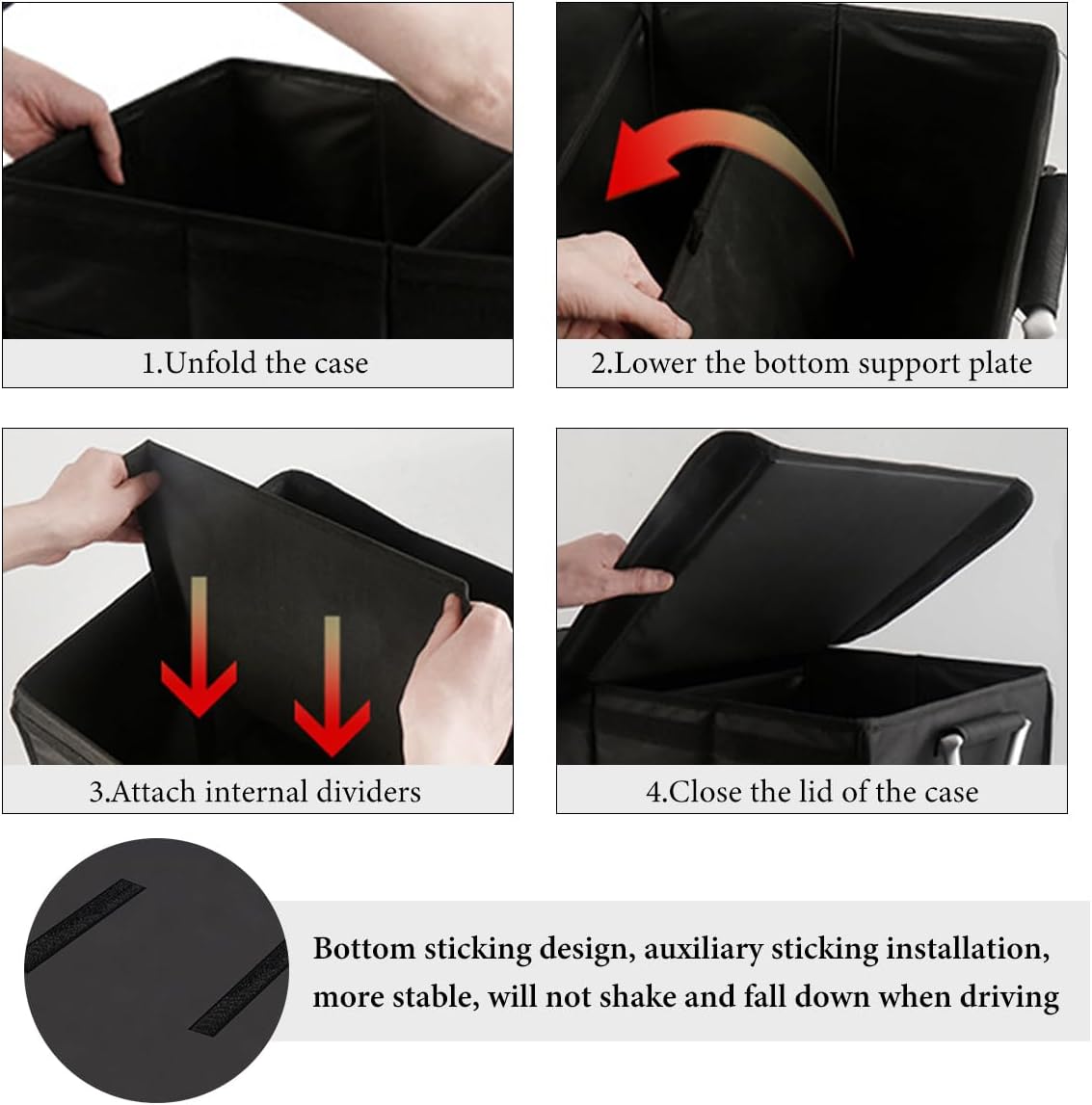 Trunk Organizer with Lid, 28L Collapsible Cargo Organizer with Aluminum Handles & Reflective Strip, Multi-Purpose Waterproof Oxford Storage Box for Cars Trucks SUVs Minivans (Gray)