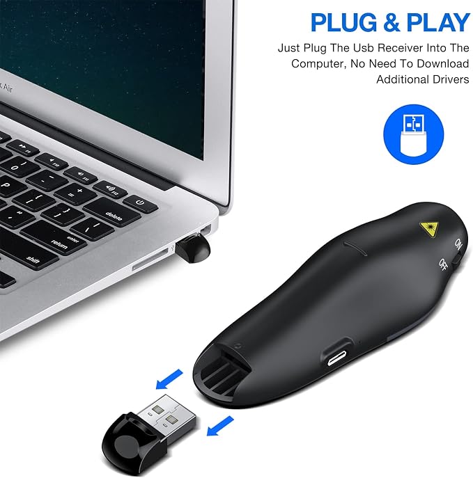 Rechargeable Presentation Clicker Wireless Presenter Remote USB Control